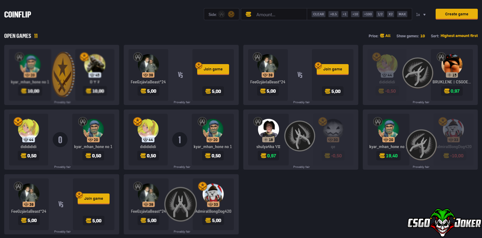 CS2 Coinflip Sites - Flip coins and win skins | CS2Dragon.com